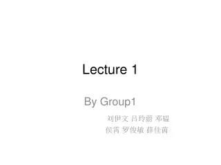 Lecture 1