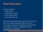 Panel Discussion - slide 1