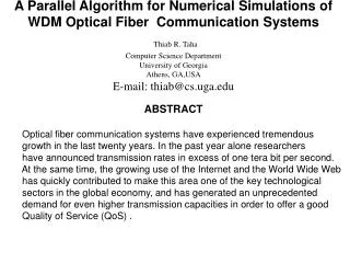 A Parallel Algorithm for Numerical Simulations of