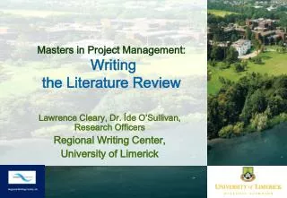 Masters in Project Management: Writing the Literature Review