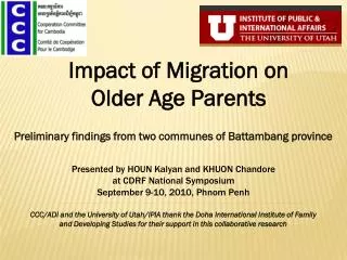 Impact of Migration on Older Age Parents