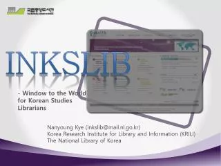 - Window to the World for Korean Studies Librarians