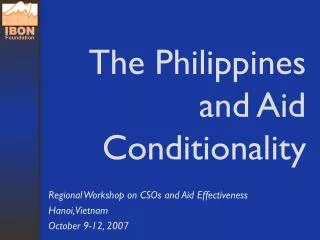 The Philippines and Aid Conditionality