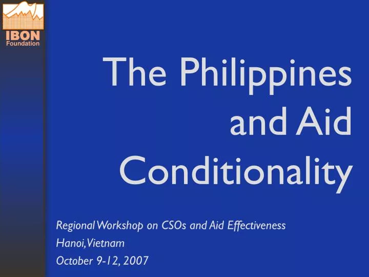 the philippines and aid conditionality