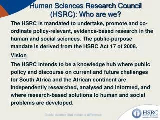 Human Sciences Research Council (HSRC): Who are we?