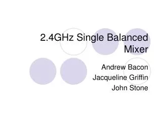 2.4GHz Single Balanced Mixer