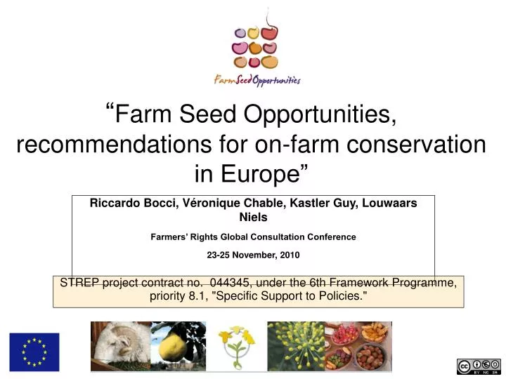 farm seed opportunities recommendations for on farm conservation in europe
