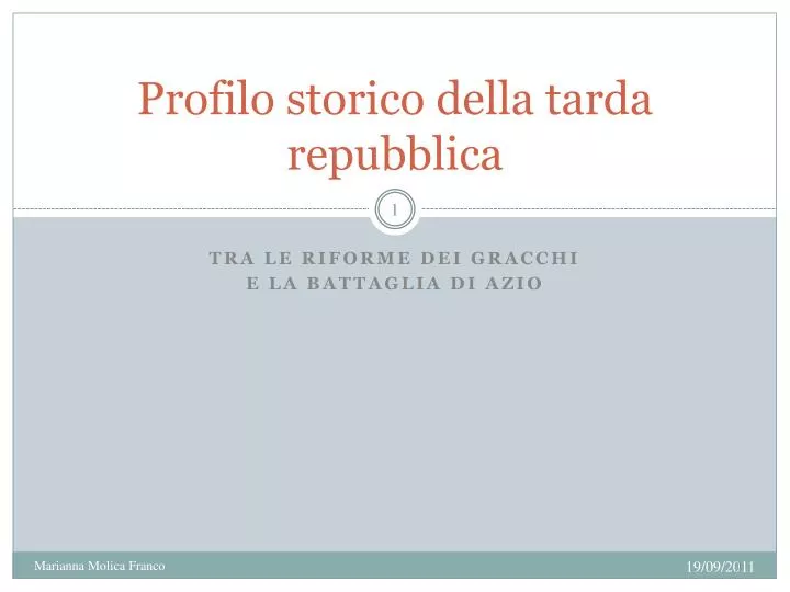 profilo storico della tarda repubblica