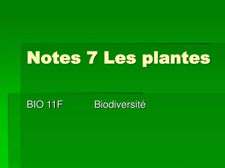 notes 7 les plantes