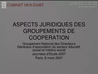 aspects juridiques des groupements de cooperation