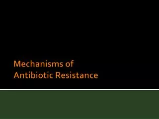 Mechanisms of Antibiotic Resistance