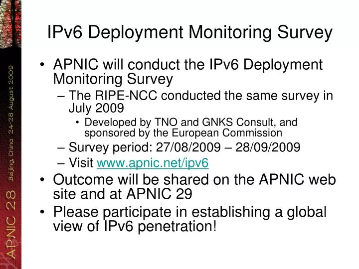 ipv6 deployment monitoring survey
