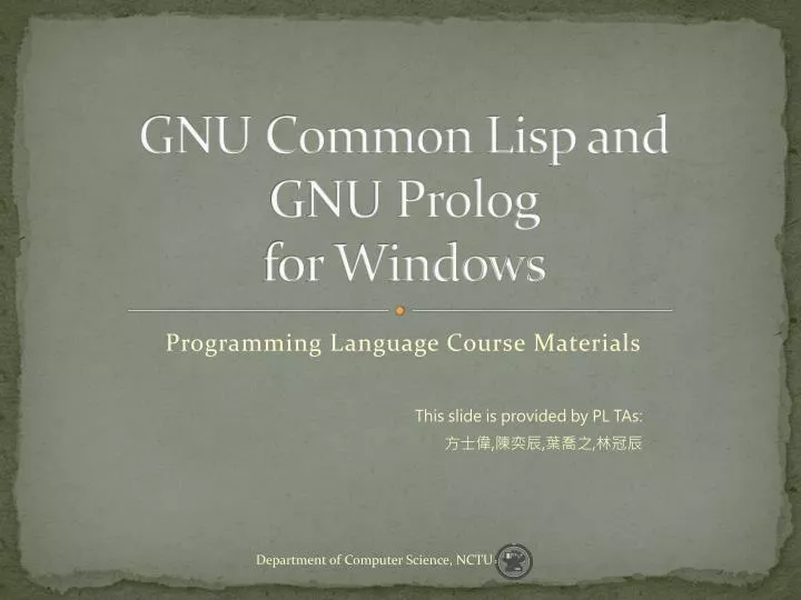 gnu common lisp and gnu prolog for windows
