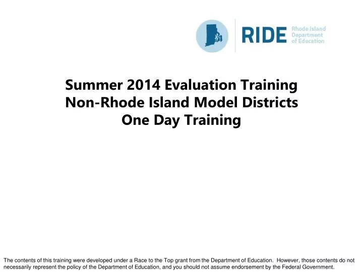 summer 2014 evaluation training non rhode island model districts one day training