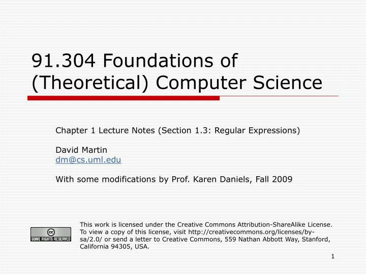 91 304 foundations of theoretical computer science