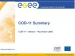 COD-11 Summary - slide 1