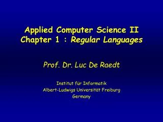Applied Computer Science II Chapter 1 : Regular Languages