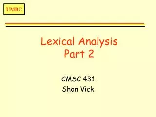 Lexical Analysis Part 2