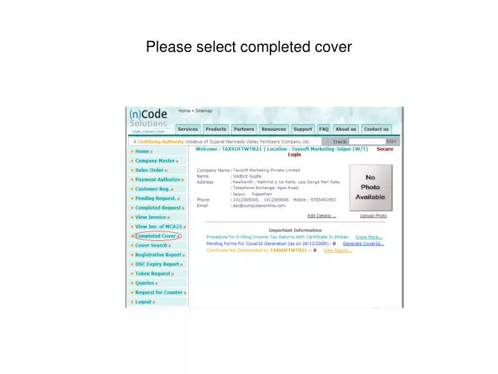 please select completed cover