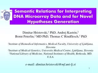 Semantic Relations for Interpreting DNA Microarray Data and for Novel Hypotheses Generation