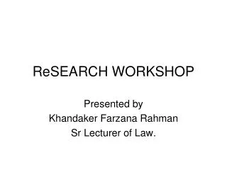 ReSEARCH WORKSHOP
