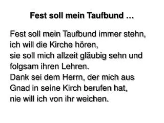fest soll mein taufbund