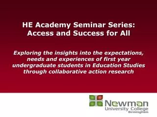 HE Academy Seminar Series: Access and Success for All