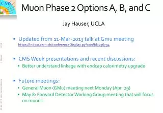 Muon Phase 2 Options A, B, and C