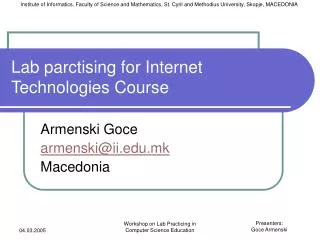 Lab parctising for Internet Technologies Course