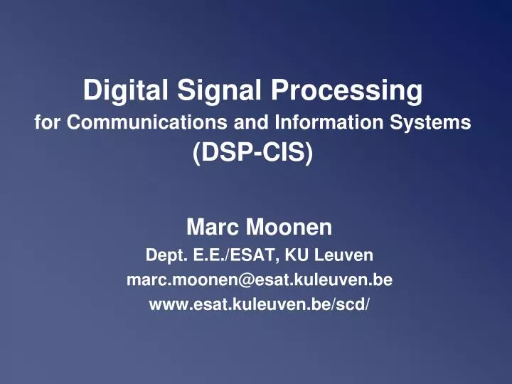 digital signal processing for communications and information systems dsp cis