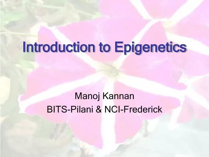 introduction to epigenetics