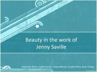 Beauty in the work of Jenny Saville