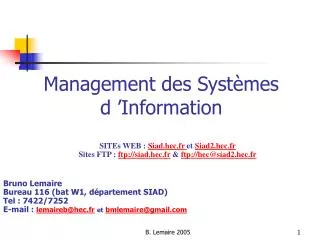 management des syst mes d information