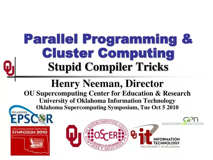 parallel programming cluster computing stupid compiler tricks