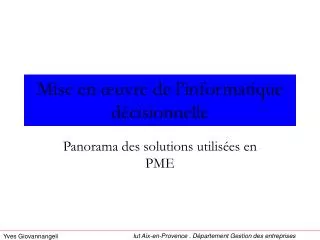 mise en uvre de l informatique d cisionnelle
