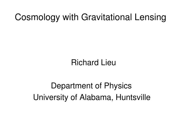 cosmology with gravitational lensing