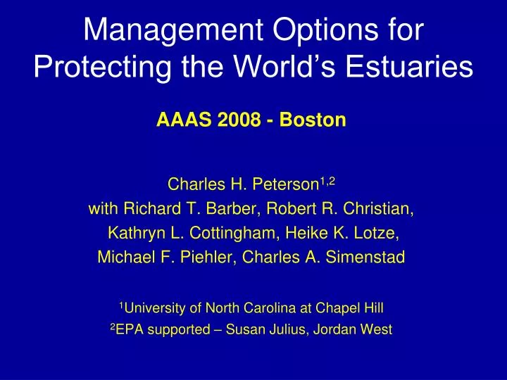 management options for protecting the world s estuaries