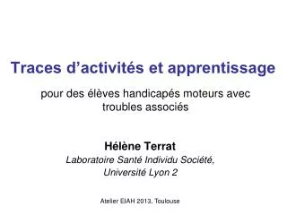 traces d activit s et apprentissage