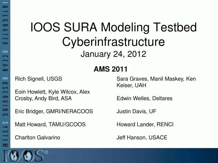 ioos sura modeling testbed cyberinfrastructure january 24 2012