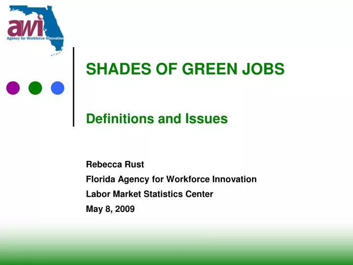 shades of green jobs definitions and issues