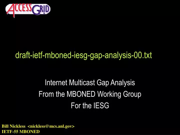 draft ietf mboned iesg gap analysis 00 txt