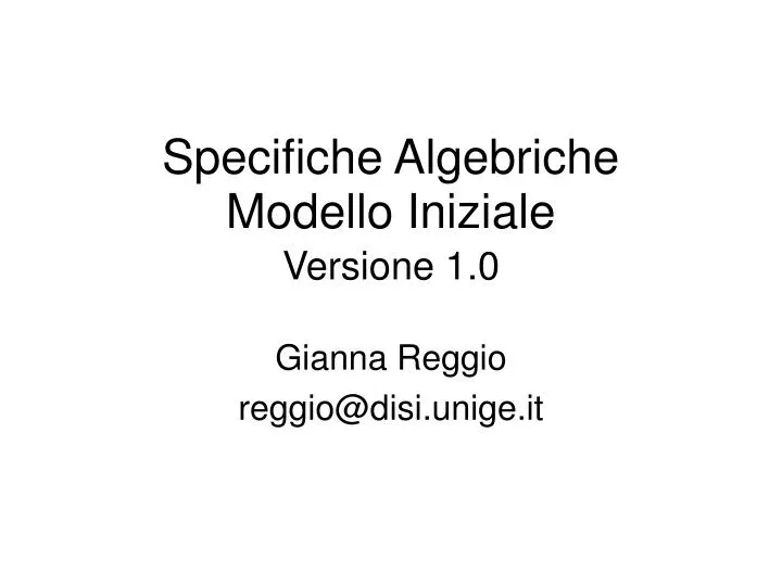 specifiche algebriche modello iniziale versione 1 0