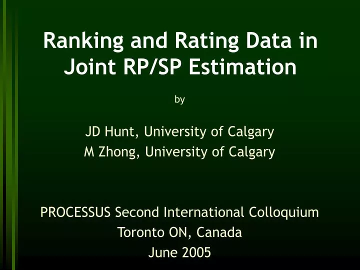 ranking and rating data in joint rp sp estimation