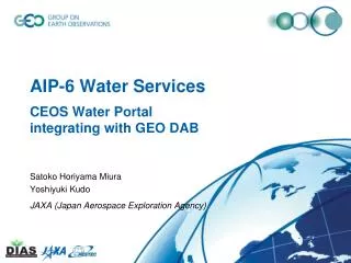 AIP-6 Water Services CEOS Water Portal integrating with GEO DAB