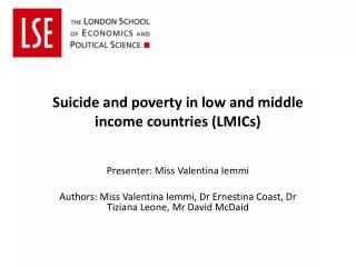 Suicide and poverty in low and middle income countries (LMICs )
