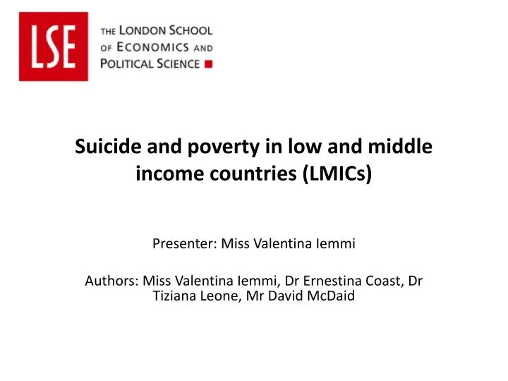 suicide and poverty in low and middle income countries lmics