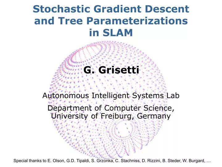 stochastic gradient descent and tree parameterizations in slam