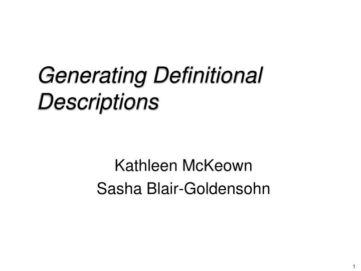 generating definitional descriptions