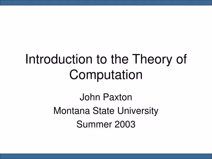introduction to the theory of computation