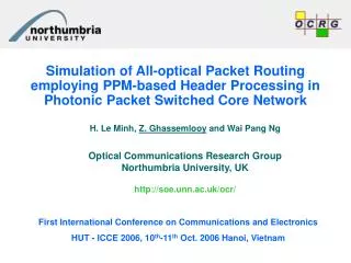 H. Le Minh, Z. Ghassemlooy and Wai Pang Ng Optical Communications Research Group